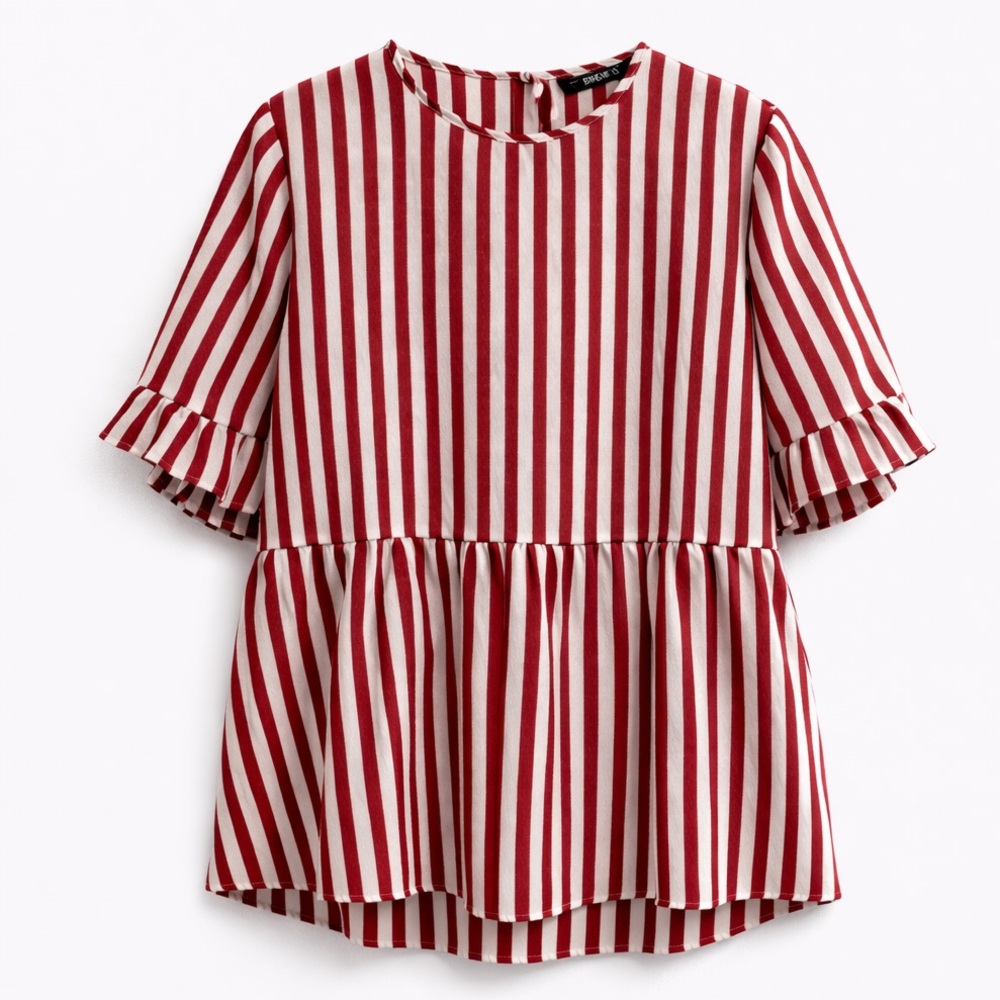 SHEIN Red and White Striped Top